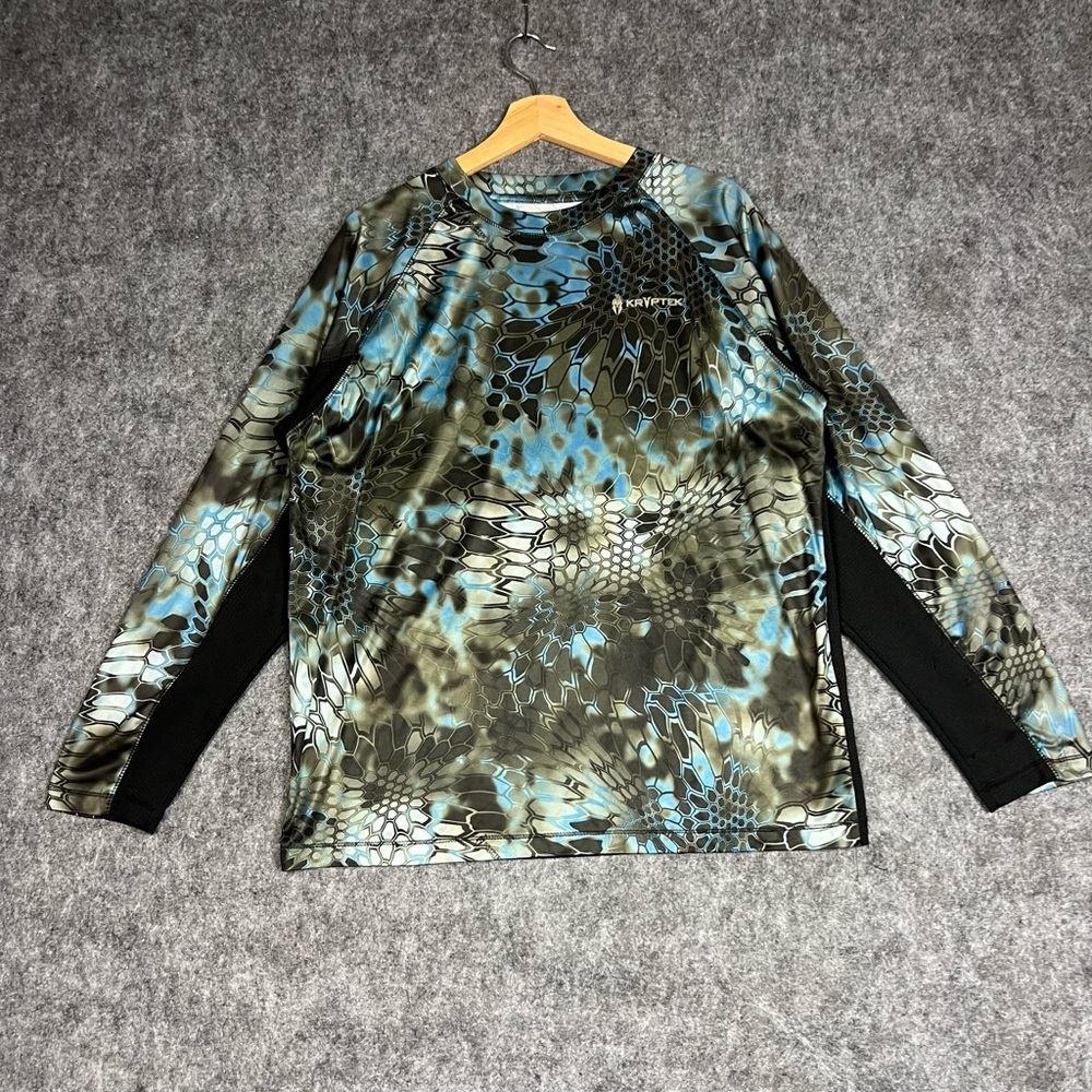 Kryptek Long Sleeve Performance Shirt - Blue/Teal Camo Size Large - Picture 4 of 6